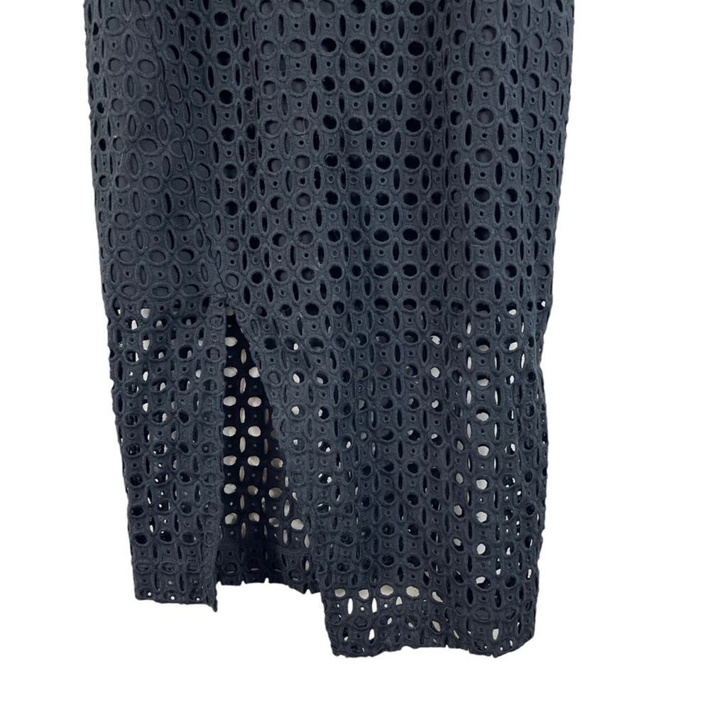 Nicholas | Midi Eyelet Cut Out Perforated Sheath Cocktail Dress Black Size 6 - Picture 5 of 9